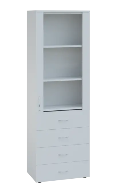 LE - 64 skříň léková prosklená, pravá, bílá